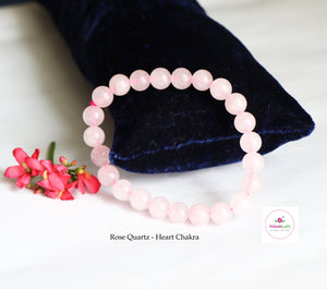 Rose Quartz Bracelet/Jewelry, Elastic Crystal Bead (8mm) Healing Bracelet, For Love, Compassion, Kindness, Forgiveness, Heart Chakra