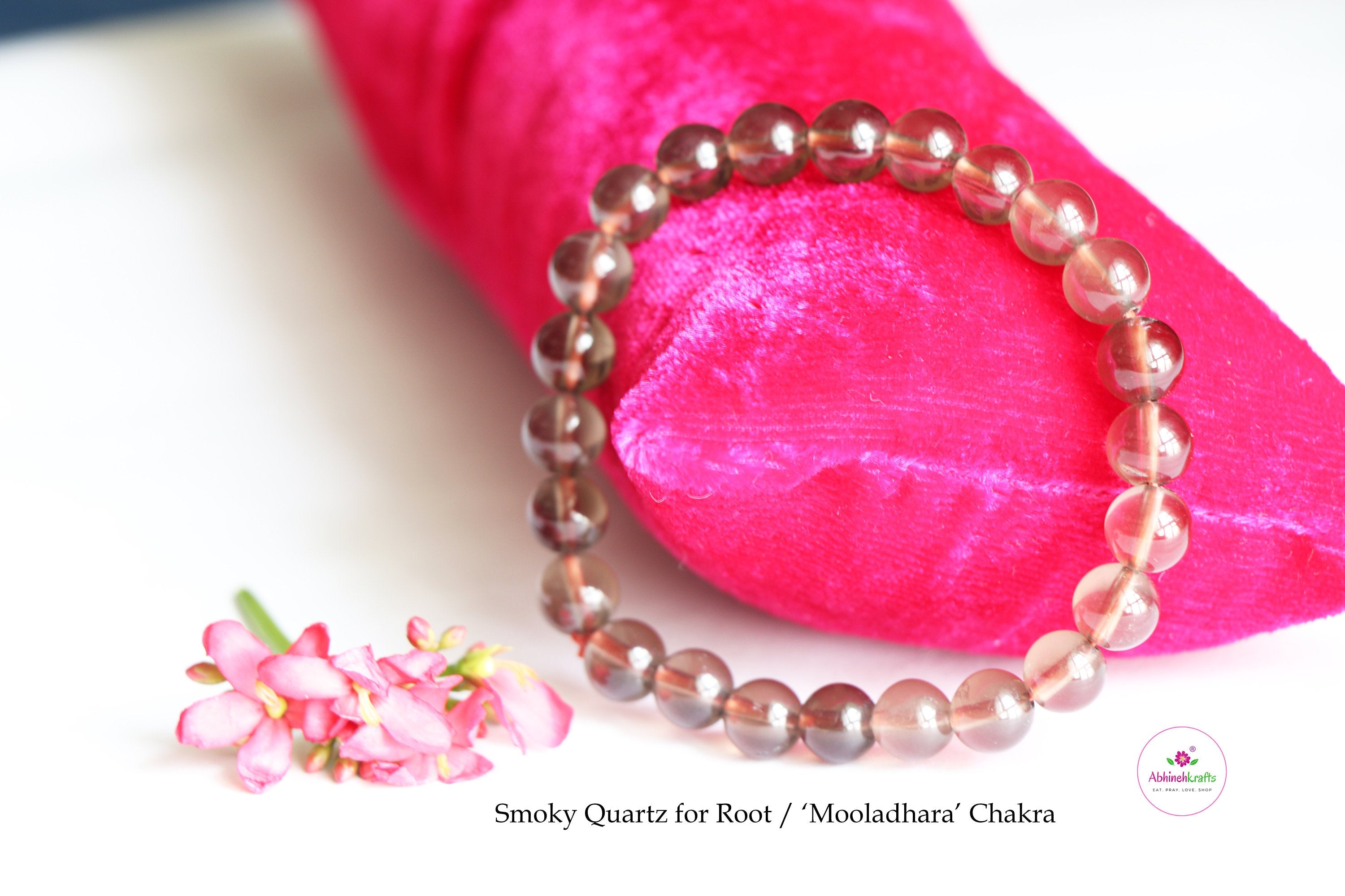 Amethyst, Rose-Quartz and Smoky-Quartz Bracelet with Sterling Silver Beads  | Exotic India Art