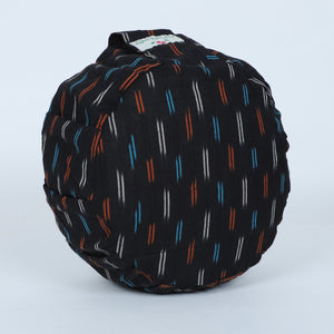 Round Zafu Yoga Pillow |Zipped Cover |Washable| Portable - Ikat (Design: In to the Dusk) - Cotton Prefilled