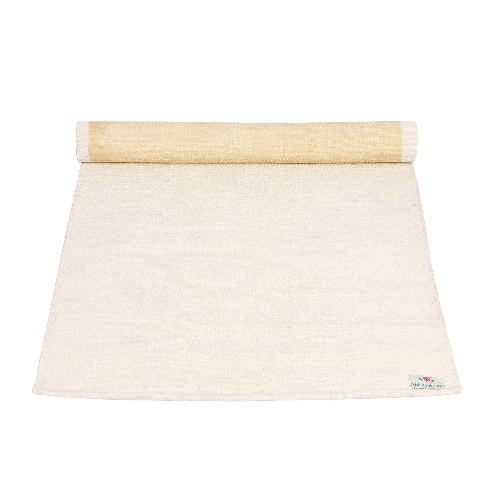Premium Veerbhadrasana Cotton Yoga Mat by Arka  Non Slip - Washable -  Natural - 4mm Yoga Mat - Arka Cotton Yoga Mats